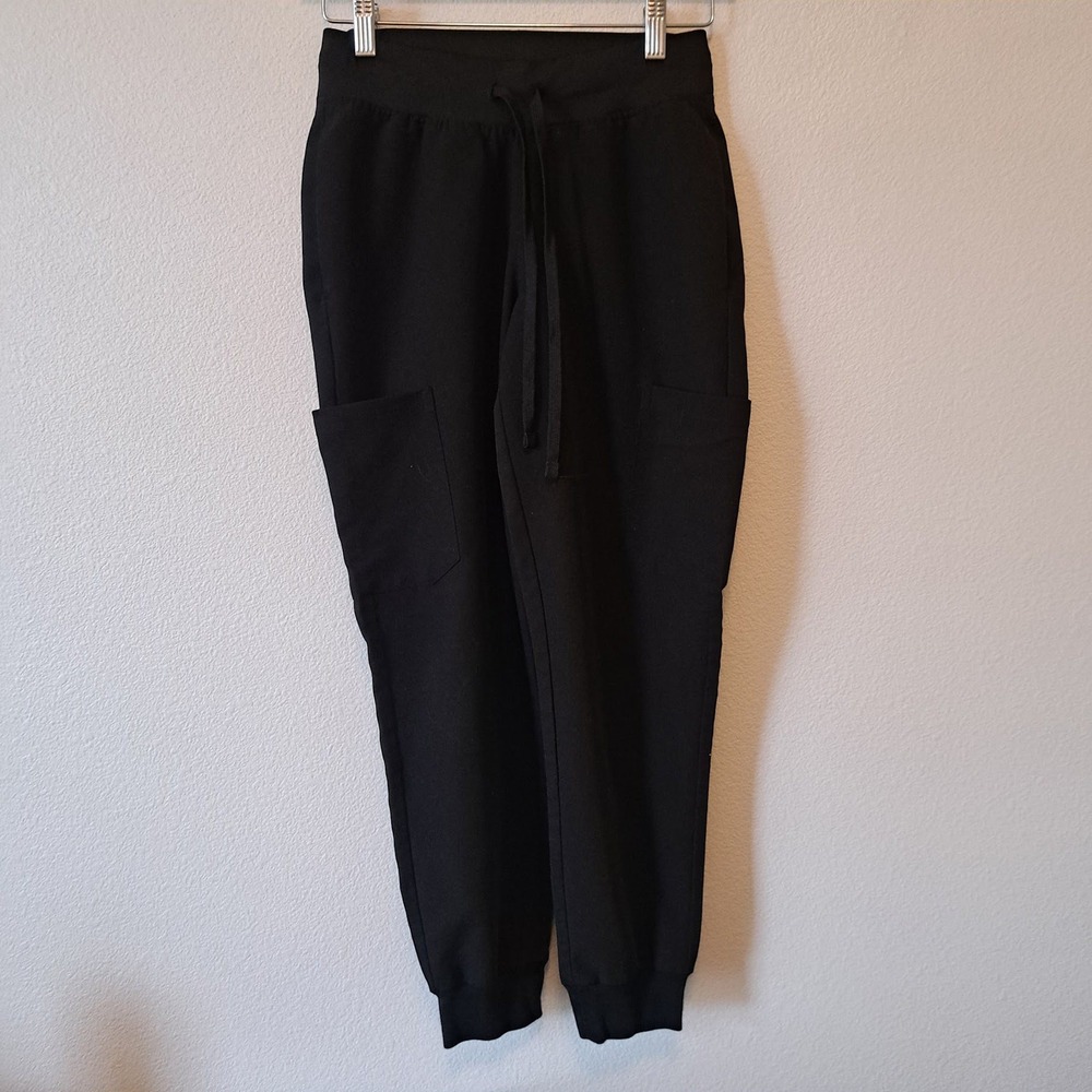 Mandala Black Equa-Tek Jogger Scrub Pants Womens Petite XXS Cargo Pocket
